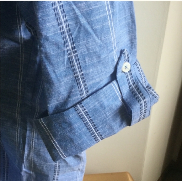 Nine West Lucy striped chambray popover top, size XXL - Picture 3 of 10